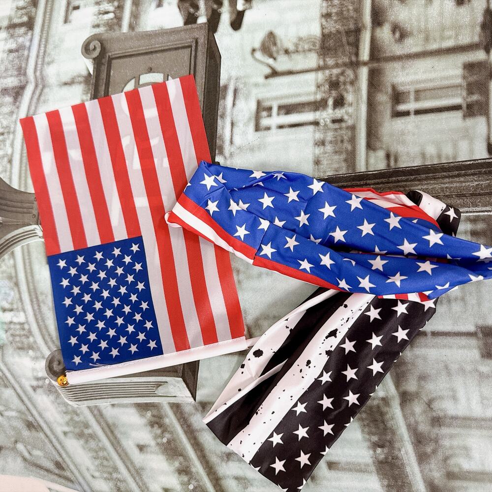 Independence Day Patriotic Kit, US Hand Flag & 2 Styles Star Stripe Headbands